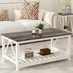 Coffee Table with Storage Small White Farmhouse Coffee...