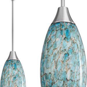 EDISHINE Pendant Light, Hand Blown Hanging Light...