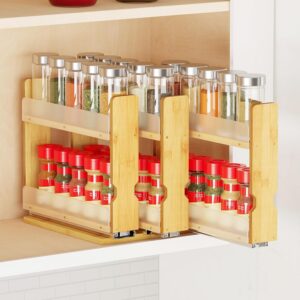 SpaceAid Bamboo Pull Out Spice Rack Organizer for...