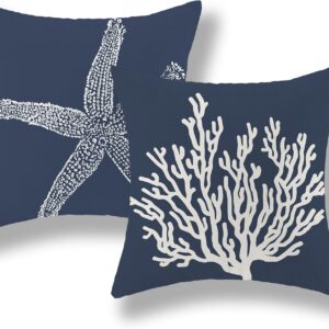 Blue Starfish Pillow Covers 18x18 Inch Set of 2,...