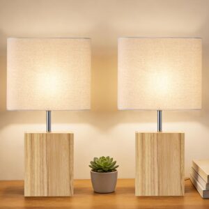 lapupu 23" Wood Table Lamp Set of 2 for Living Room,...