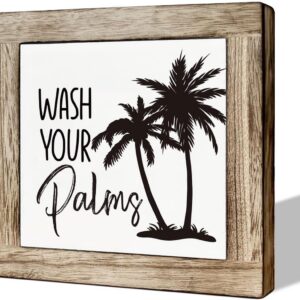 Wooden Box Sign for Bathroom Decor - Farmhouse Tabletop...