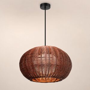 MIXL- Hand-Woven Rattan Pendant Light,Waterproof Outdoor...