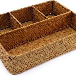 Wicker Baskets 4-Section Tea Bag/Sugar Packet...