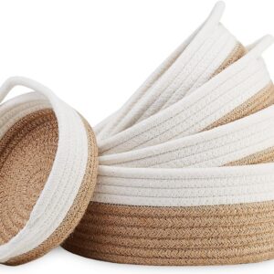 5-Piece Round Woven Cotton Rope Storage Baskets for...