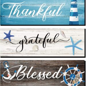 Yookeer 3 Pieces Thankful Grateful Blessed Wooden Signs...