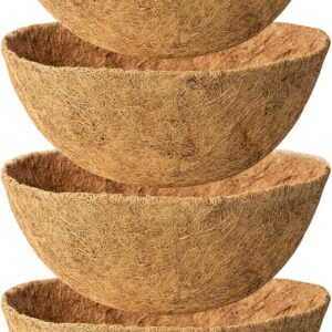4 Pack 16 Inch Natural Coconut Fiber Liners for Hanging...