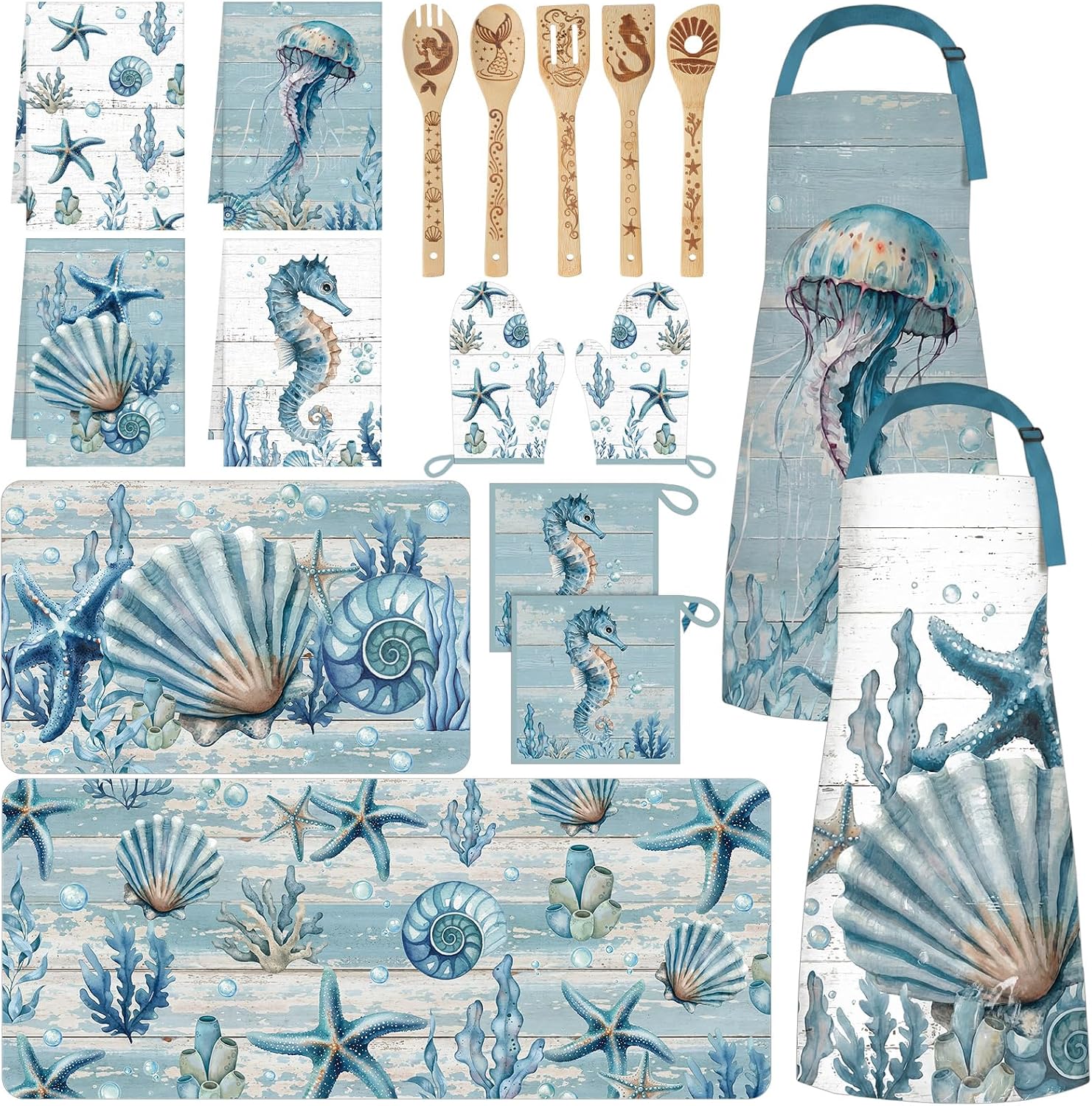 Bencailor 17 Pcs Coastal Kitchen Decor and Accessories... Bencailor 17 Pcs Coastal Kitchen Decor and Accessories...