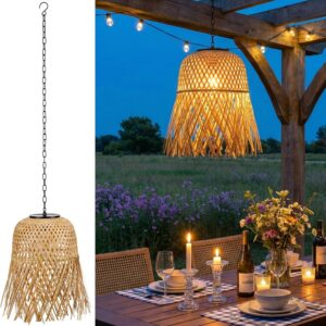 Livinlarge Bamboo Woven Outdoor Chandelier Small Hanging...