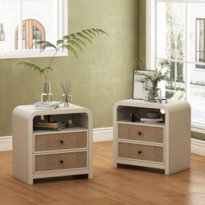 Oak&Sparrow Rattan Nightstand Set of 2, 23.6'' Rattan...