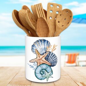 JarThenaAMCS Summer Coastal Ceramic Utensil Holder Ocean...