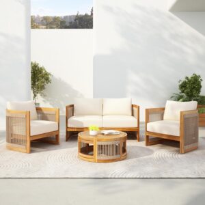 VilroCaz 4-Piece Patio Conversation Set, All Weather...