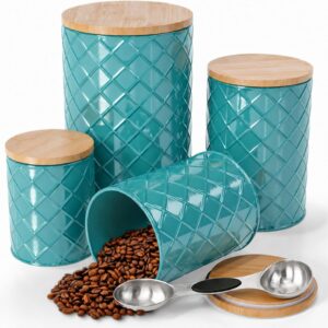 Pebble & Stem® Coastal Teal Metal Canister Set for the...