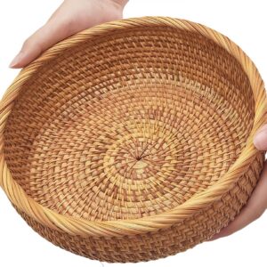 9.2" Medium Round Rattan Wicker Bread Basket, Natural...