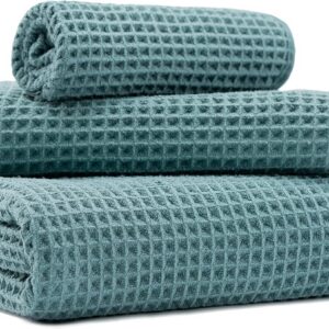 MICROFI New Microfiber Waffle Bath Towels, 3 Pieces,...