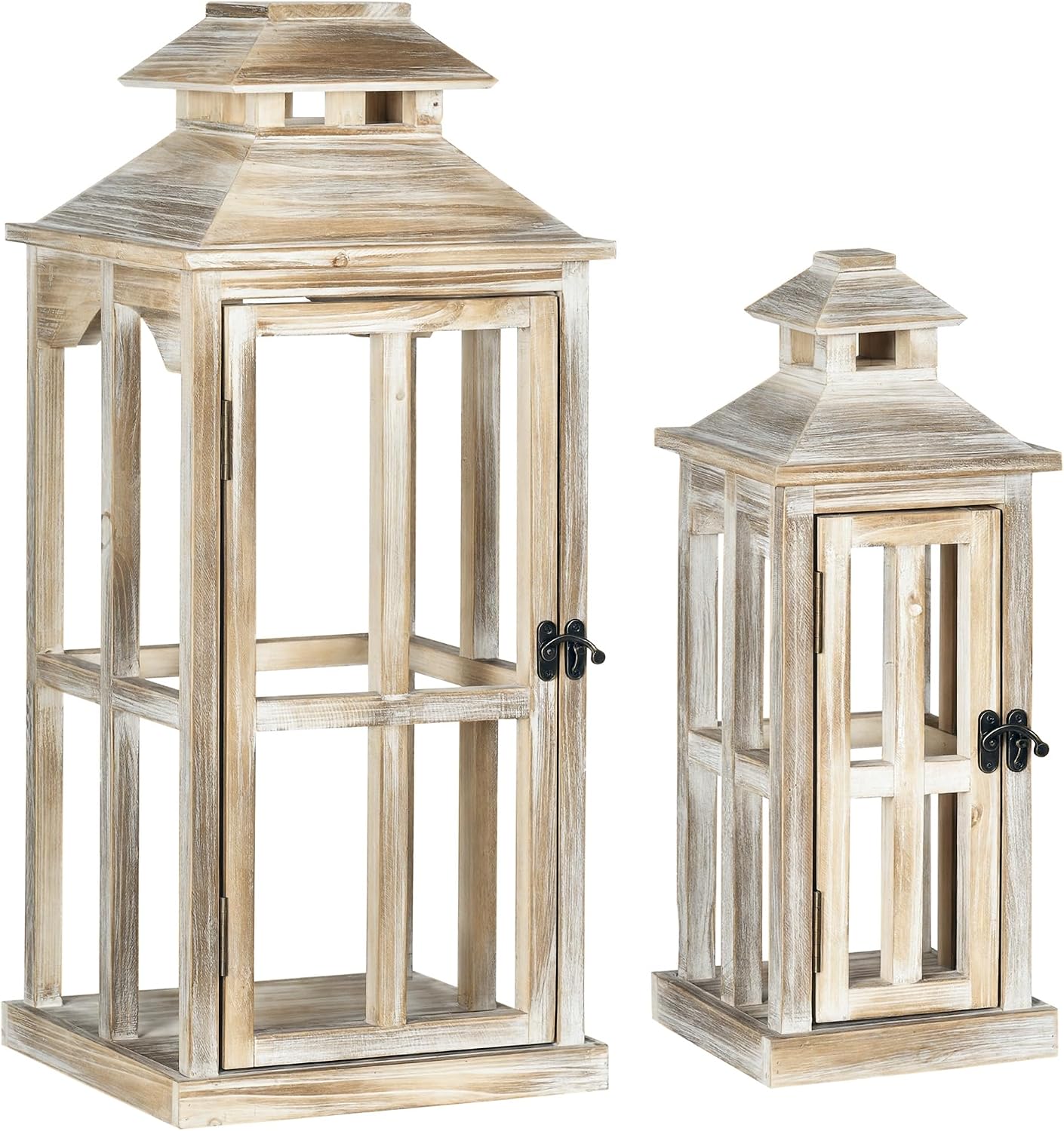 HOMCOM 2 Pack 28"/20" Wooden Lantern Decorative,... HOMCOM 2 Pack 28"/20" Wooden Lantern Decorative,...