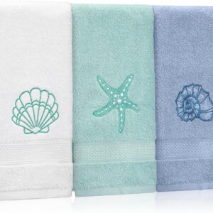 Hahafelt 3 Pack Coastal Hand Towels for Bathroom 100%...