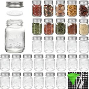 CycleMore 30 Pack 4oz Round Glass Spice Jars with Shaker...