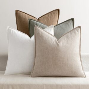 MIULEE Neutral Boho Linen Decorative Pillow Covers 18x18...