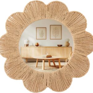 Sintuff Boho Scalloped Wall Mirror Decorative Flower...