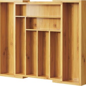 Pipishell Bamboo Expandable Silverware Drawer Organizer,...