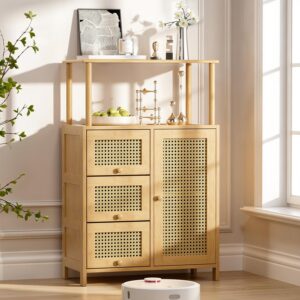 Amazer Sideboard Buffet Cabinet with Storage, Bamboo...