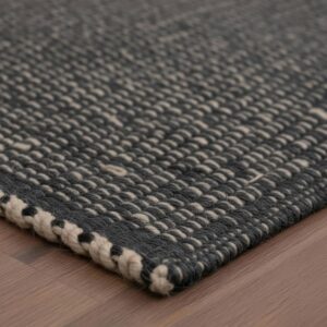 Charcoal Gray 8x10 Cotton Jute Rug Braided Construction...