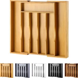 Expandable Bamboo Kitchen Drawer Organizer for Cutlery...