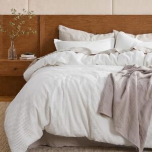 Bedsure Cotton Duvet Cover Queen - 100% Cotton Waffle...