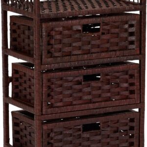 Household Essentials Woven 3 Drawer Chest with Cutout...