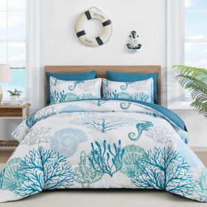WONGS BEDDING Coastal Comforter Set Queen, Beach Themed...