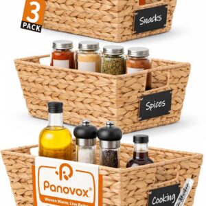 Pantry Baskets, 3 Pack Wicker Storage Baskets for...