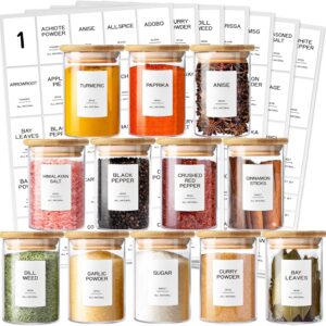12 Pcs Glass Spice Jars with Bamboo Airtight Lids & 201...