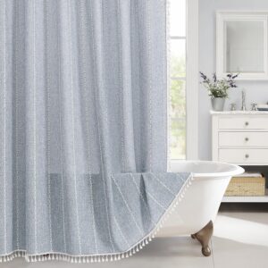 MitoVilla Blue Boho Fabric Shower Curtain, Modern...