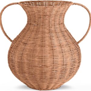 1 Pack Real Rattan Vase Farmhouse Boho Woven Vase for...