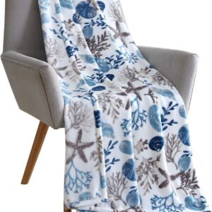 Coastal Ocean Beach Throw Blanket: Soft Plush Velvet...