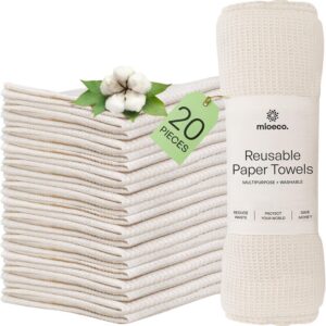 mioeco 20 Pack Reusable Kitchen Paper Towels Washable -...
