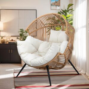 Vongrasig Outdoor Wicker Egg Chair PE Rattan Chair with...