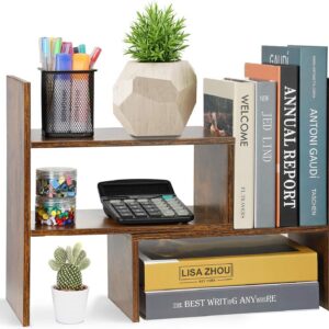 Sorfity Expandable Wood Desktop Bookshelf Desktop...