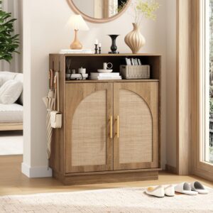 HOKYHOKY Rattan Shoe Storage Cabinet with 2 Arched...