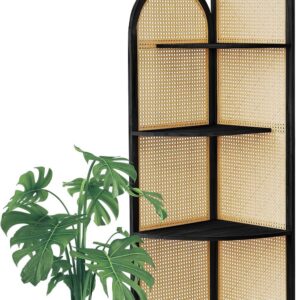 Corner Shelf Stand 4-Tier 70" Solid Wood Frame with...