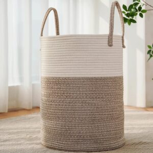 JMvicyroam Large Woven Laundry Basket Hamper,60L Cotton...