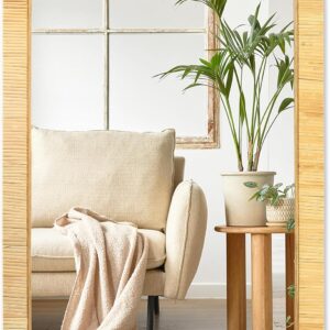 PERFNIQUE Rattan Mirror, 30'' x 20" Rectangle Boho...