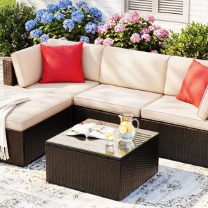 Devoko 5 Pieces Patio Furniture Sets Outdoor Sectional...