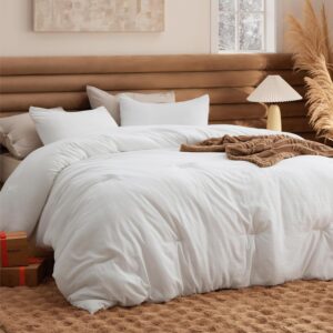 Bedsure King Comforter Set, White Soft Prewashed Bedding...
