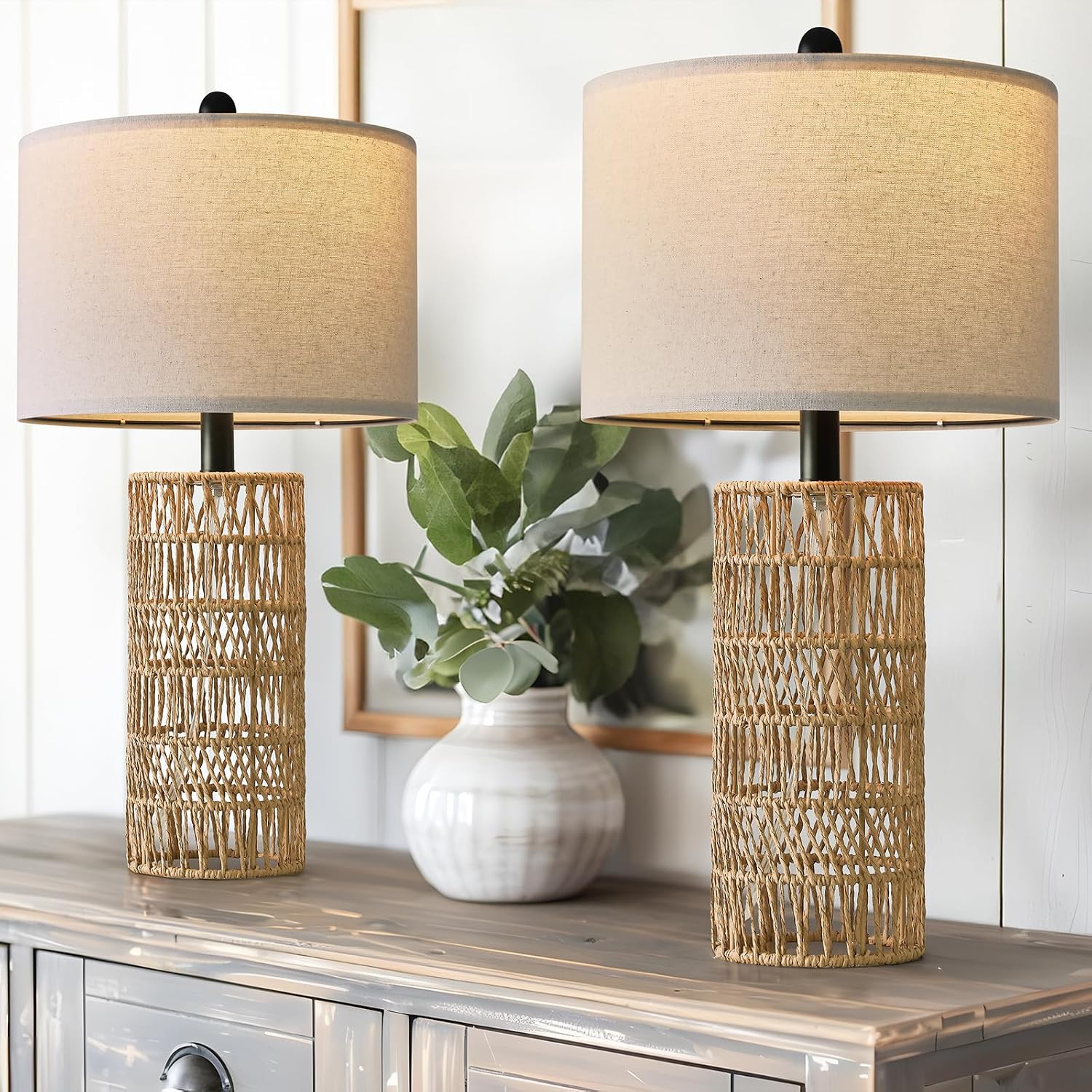 OYEARS 22.5" Boho Table Lamps Set of 2 for Living Room,... OYEARS 22.5" Boho Table Lamps Set of 2 for Living Room,...