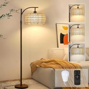 Arc Floor Lamps for Living Room Rattan Boho Floor Lamp...