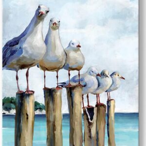 SUMGAR Coastal Seagull Canvas Wall Art for Home, Teal...
