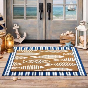 Drydiet 2 Pack Coastal Layered Doormat Set, Nautical...
