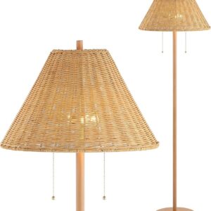 JONATHAN Y 61" Brown Wood Finish 2-Light Coastal...